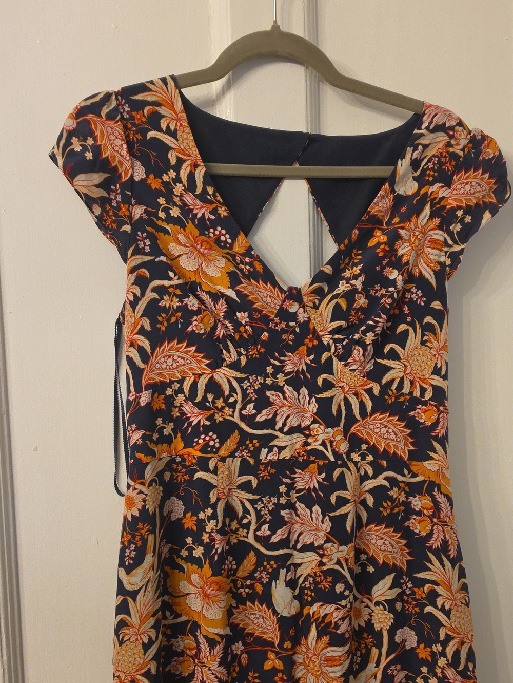 LEIFSDOTTIR Anthropologie Floral Maxi Dress in Blue & Orange Size 8 Like New